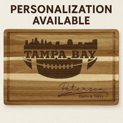 Tampa Bay Football Cheese Board | Personalized Acacia Charcuterie Board
