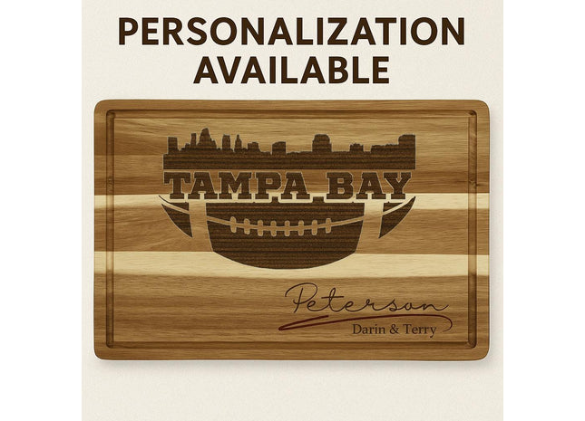 Tampa Bay Football Cheese Board | Personalized Acacia Charcuterie Board