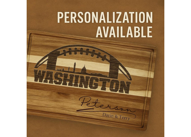 Personalized Washington Football Cutting Board: Acacia Wood Charcuterie Board