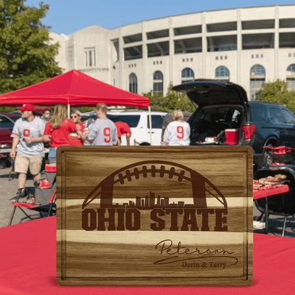 Personalized Ohio Football Cutting Board: Engraved Acacia Wood Cheese Board