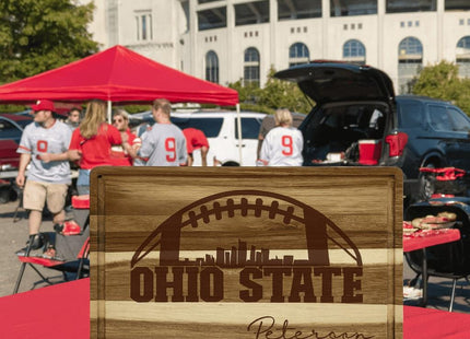 Personalized Ohio Football Cutting Board: Acacia Wood, Laser Engraved