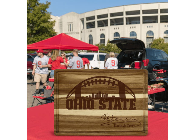 Personalized Ohio Football Cutting Board: Acacia Wood, Laser Engraved