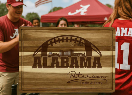 Personalized Alabama Football Cutting Board: Acacia Wood Cheese Board