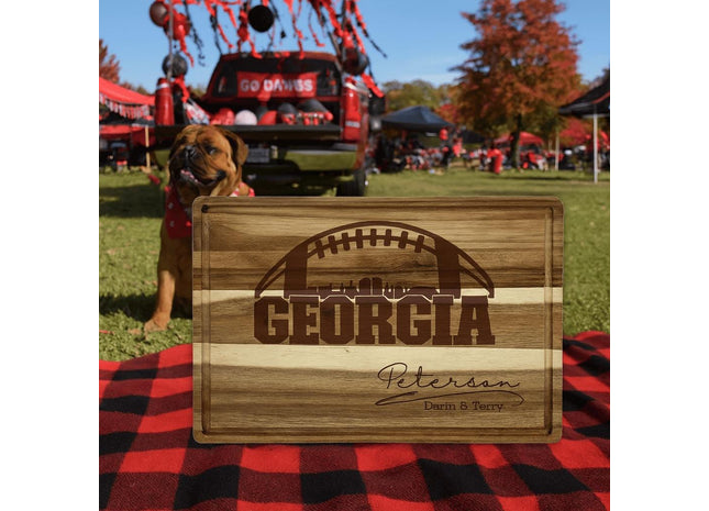 Personalized Georgia Football Cutting Board: Acacia Wood Sports Fan Gift
