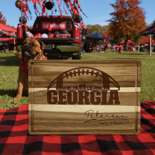 Personalized Georgia Football Cutting Board: Acacia Wood Sports Fan Gift
