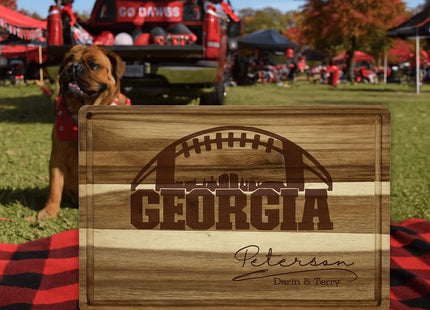 Personalized Georgia Football Cutting Board: Engraved Acacia Wood Serving Tray