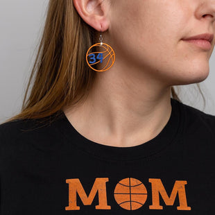 Custom Basketball Earrings With Number | Hand Painted Wood Team Earrings