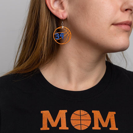 Custom Basketball Earrings With Number | Hand Painted Wood Team Earrings