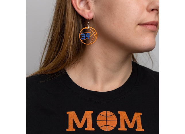 Custom Basketball Earrings With Number | Hand Painted Wood Team Earrings