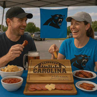 Personalized Acacia Wood Football Cutting Board: Carolina Sports Fan Gift