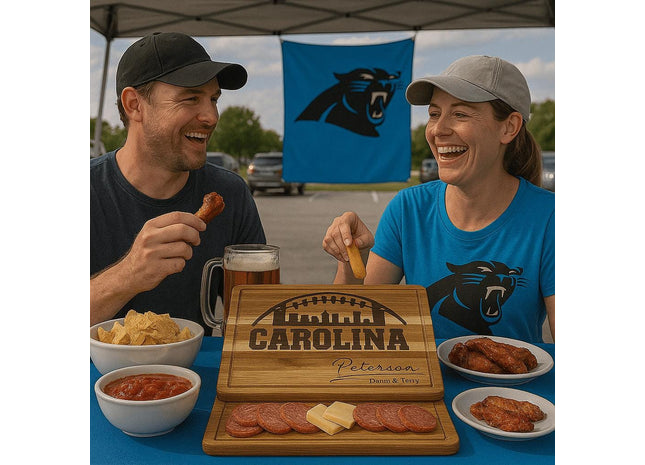 Personalized Acacia Wood Football Cutting Board: Carolina Sports Fan Gift