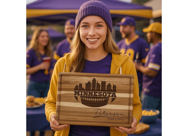 Minnesota Football Cheese Board | Personalized Acacia Charcuterie Board