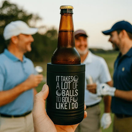 Golf Can Cooler, It Takes a Lot of Balls, Personalized Cooler, Gifts For Golf, Beer Can Cooler