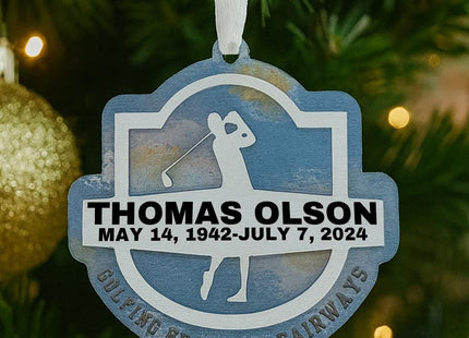 Personalized Golf Memorial Ornament: Hand-Painted Sympathy Keepsake