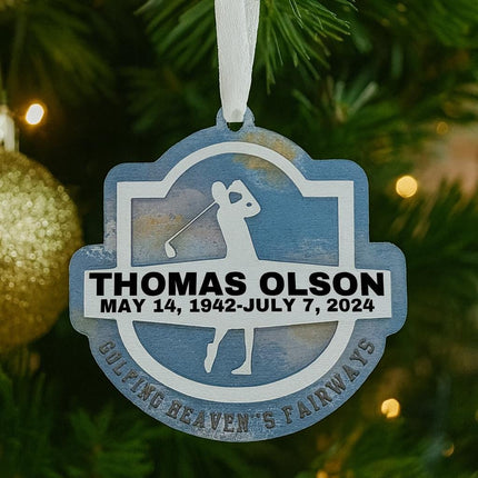 Personalized Golf Memorial Ornament: Hand-Painted Sympathy Keepsake
