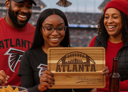 Personalized Atlanta Football Fan Cutting Board: Acacia Wood Cheese Board