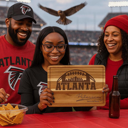 Personalized Atlanta Football Fan Cutting Board: Acacia Wood Cheese Board