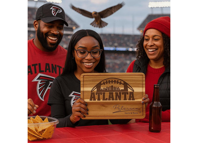Personalized Atlanta Football Fan Cutting Board: Acacia Wood Cheese Board