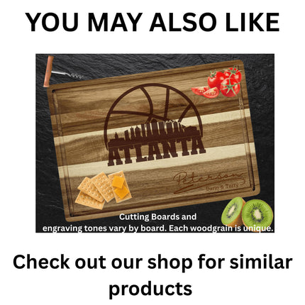 Personalized Atlanta Football Fan Cutting Board: Acacia Wood Cheese Board