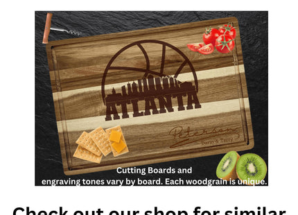 Personalized Atlanta Football Cutting Board: Acacia Wood Super Bowl Decor