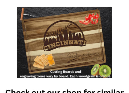 Cincinnati Football Acacia Cutting Board – Laser Engraved Personalized Wood Board, 15.75" x 11"