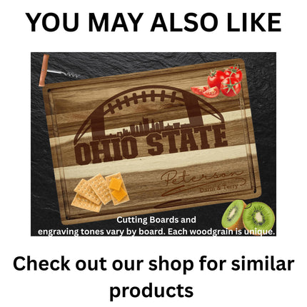 Cincinnati Football Fan Gift: Personalized Acacia Wood Cutting Board