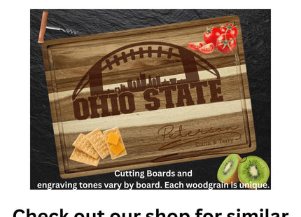 Cincinnati Football Acacia Cutting Board – Laser Engraved Personalized Wood Board, 15.75" x 11"