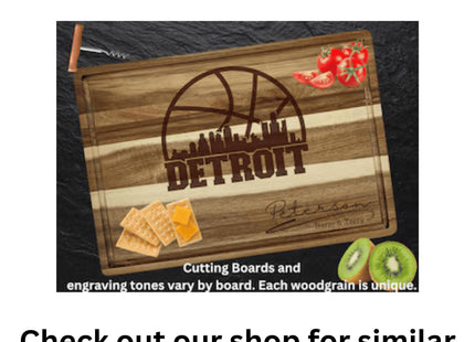 Detroit Football Cheese Board | Personalized Acacia Charcuterie Board