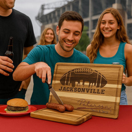 Jacksonville Football Cheese Board | Personalized Acacia Charcuterie Board