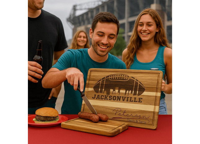 Jacksonville Football Cheese Board | Personalized Acacia Charcuterie Board