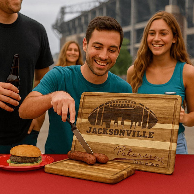 Jacksonville Football Cheese Board | Personalized Acacia Charcuterie Board