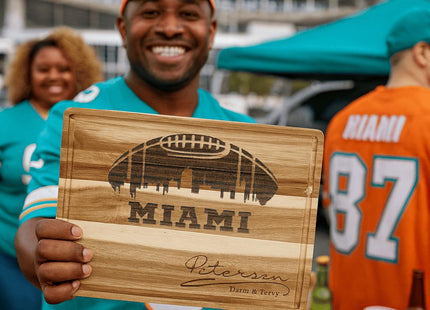 Miami Football Cheese Board | Personalized Acacia Charcuterie Board