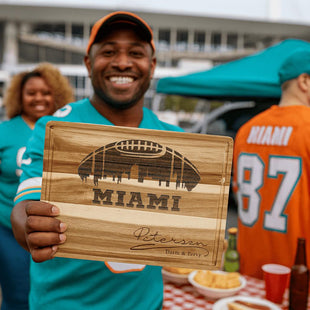 Miami Football Cheese Board | Personalized Acacia Charcuterie Board