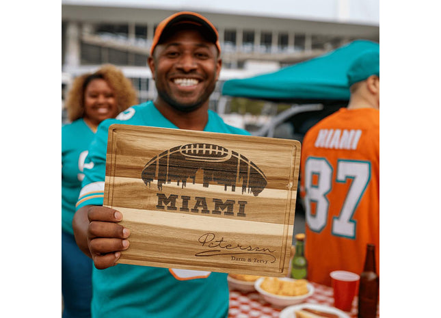 Miami Football Cheese Board | Personalized Acacia Charcuterie Board