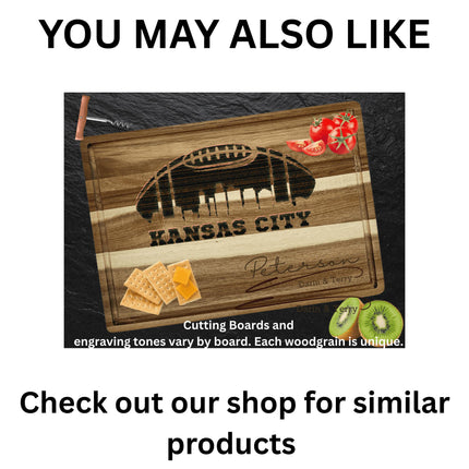 Personalized Kansas Football Cutting Board: Acacia Wood, Laser Engraved