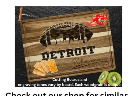 Personalized Michigan Football Cutting Board: Acacia Wood, Laser Engraved