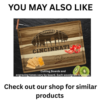 Personalized Ohio Football Cutting Board: Engraved Acacia Wood Cheese Board