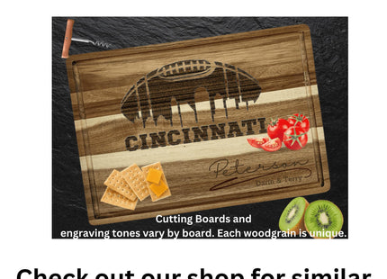 Personalized Ohio Football Cutting Board: Acacia Wood, Laser Engraved