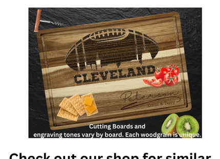Personalized Ohio Football Cutting Board: Engraved Acacia Wood Cheese Board