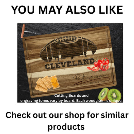 Personalized Ohio Football Cutting Board: Engraved Acacia Wood Cheese Board