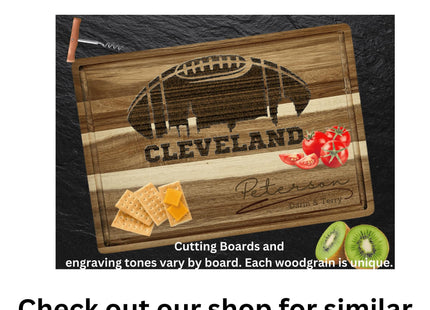 Personalized Ohio Football Cutting Board: Acacia Wood, Laser Engraved