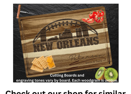 Personalized Louisiana Football Cutting Board: Acacia Wood Sports Fan Gift