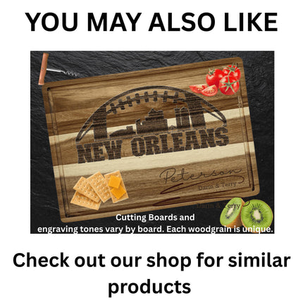 Personalized Louisiana Football Cutting Board: Acacia Wood Sports Fan Gift
