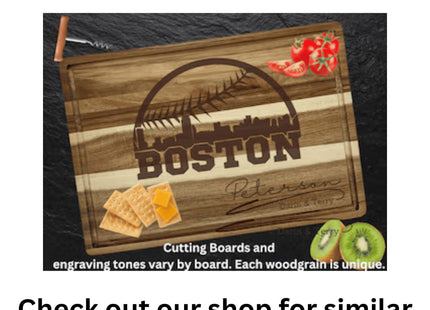 Personalized New England Football Cutting Board: Engraved Acacia Wood