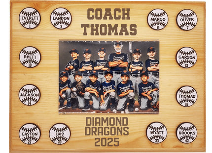 Personalized Baseball Coach Plaque: Team Photo Keepsake, End of Season Gift