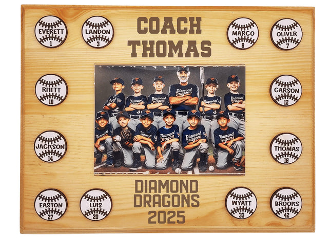 Personalized Baseball Coach Plaque: Team Photo Keepsake, End of Season Gift