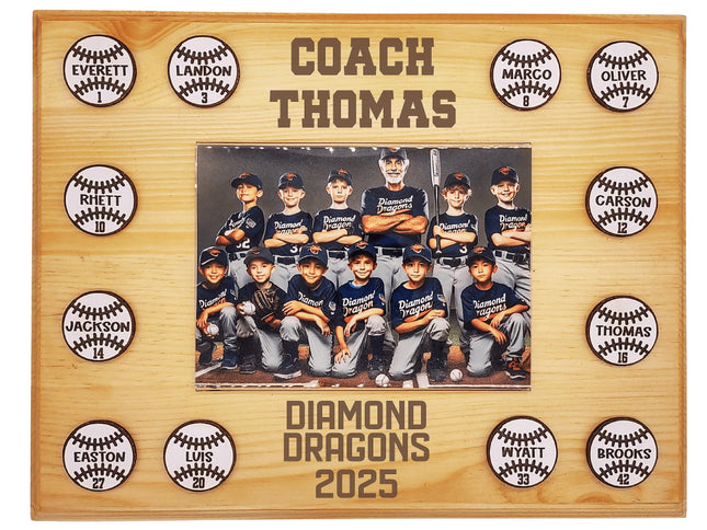 Personalized Baseball Coach Plaque: Team Photo Keepsake, End of Season Gift