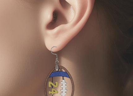 Custom Football Earrings With Number | Hand Painted Wood Team Earrings