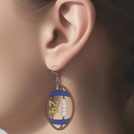 Custom Football Earrings With Number | Hand Painted Wood Team Earrings