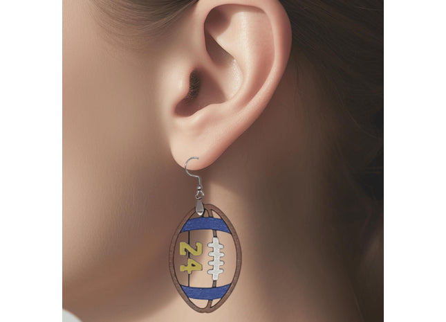Custom Football Earrings With Number | Hand Painted Wood Team Earrings